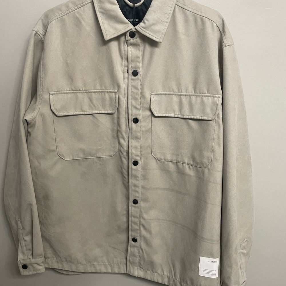Pull&Bear Tan Lightweight Shirt Jacket Relaxed Fit
